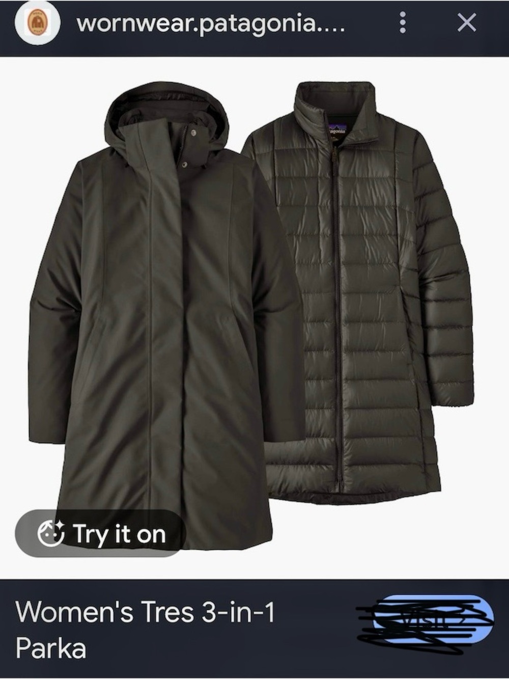 Patagonia Vosque  3 in 1 h2no parka jacket black pristine shape! Size L
